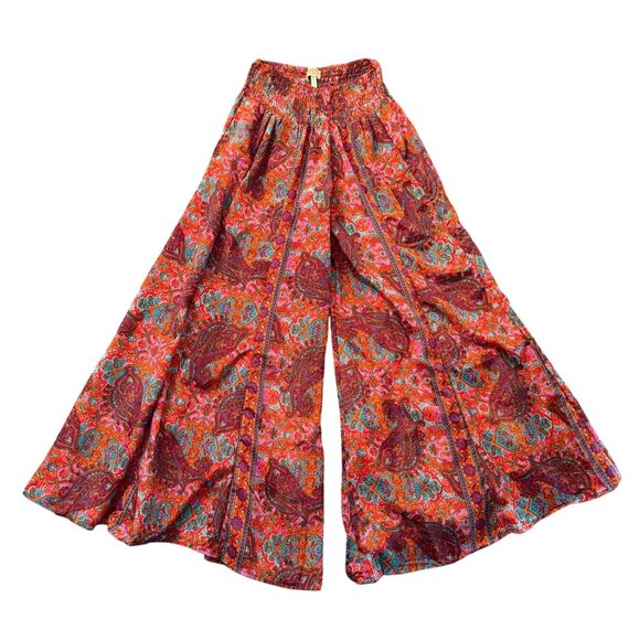 Mamey Paisley Elasticated Waist Palazzo Wide Leg Pants Women Small Multicolor NA - Picture 2 of 10